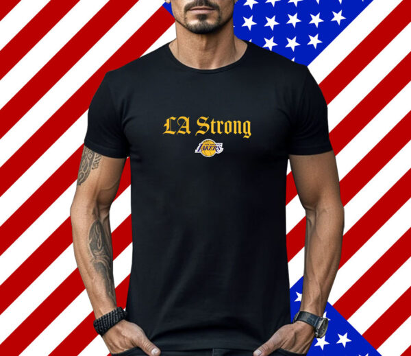 Los Angeles Lakers Fanatics Black LA Strong Shirt